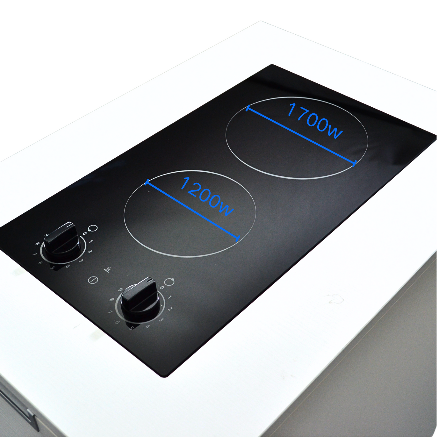 STARCHARTS Ceramic Hob, Build-in Electric Hob, Electric cooktops (2 zones Black Glass with Knob)