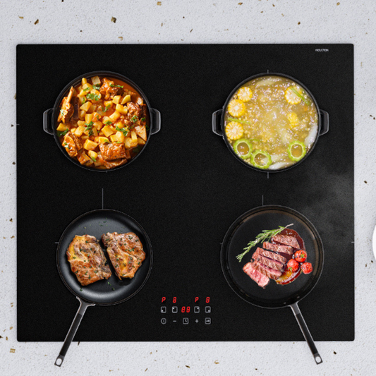 4 Zones Electric Induction Hob with Powerful Boost Function, STARCHARTS Built-in Electric Hob 4 burners,59cm cooktops with 9 Power Levels, 99 Minutes Timer, Child Lock, Safety Residual Heat Indicator