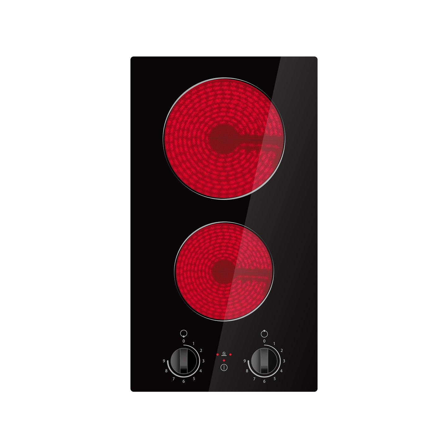 STARCHARTS Ceramic Hob, Build-in Electric Hob, Electric cooktops (2 zones Black Glass with Knob)