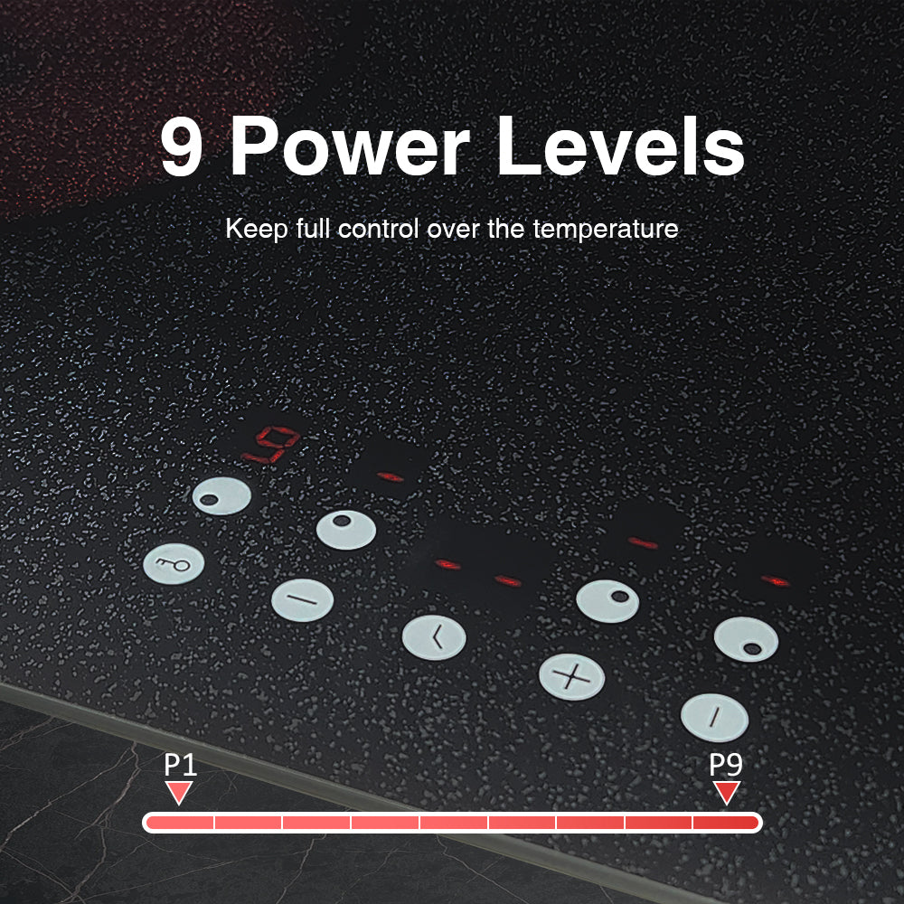 STARCHARTS Build-in Ceramic Hob with Italy ILVA Glass, 4 Zones Electric Hobs with Sensor Touch Control, Residual Heat Indicator, 6000W, BRC4001-S