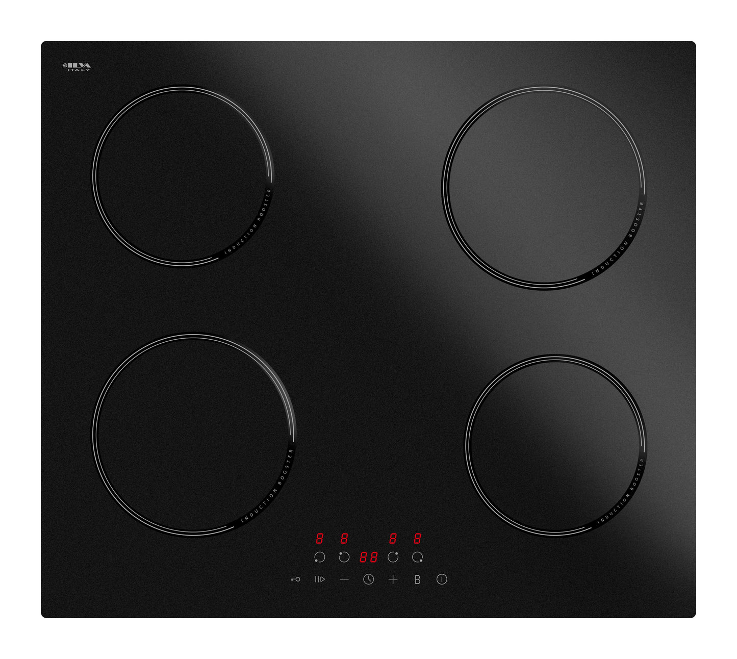 STARCHARTS Built-in Induction Hob with Italian ILVA Glass, BRI4001-M, 4 Cooking Zones electric hob, 7200W Total Power, Matte Black