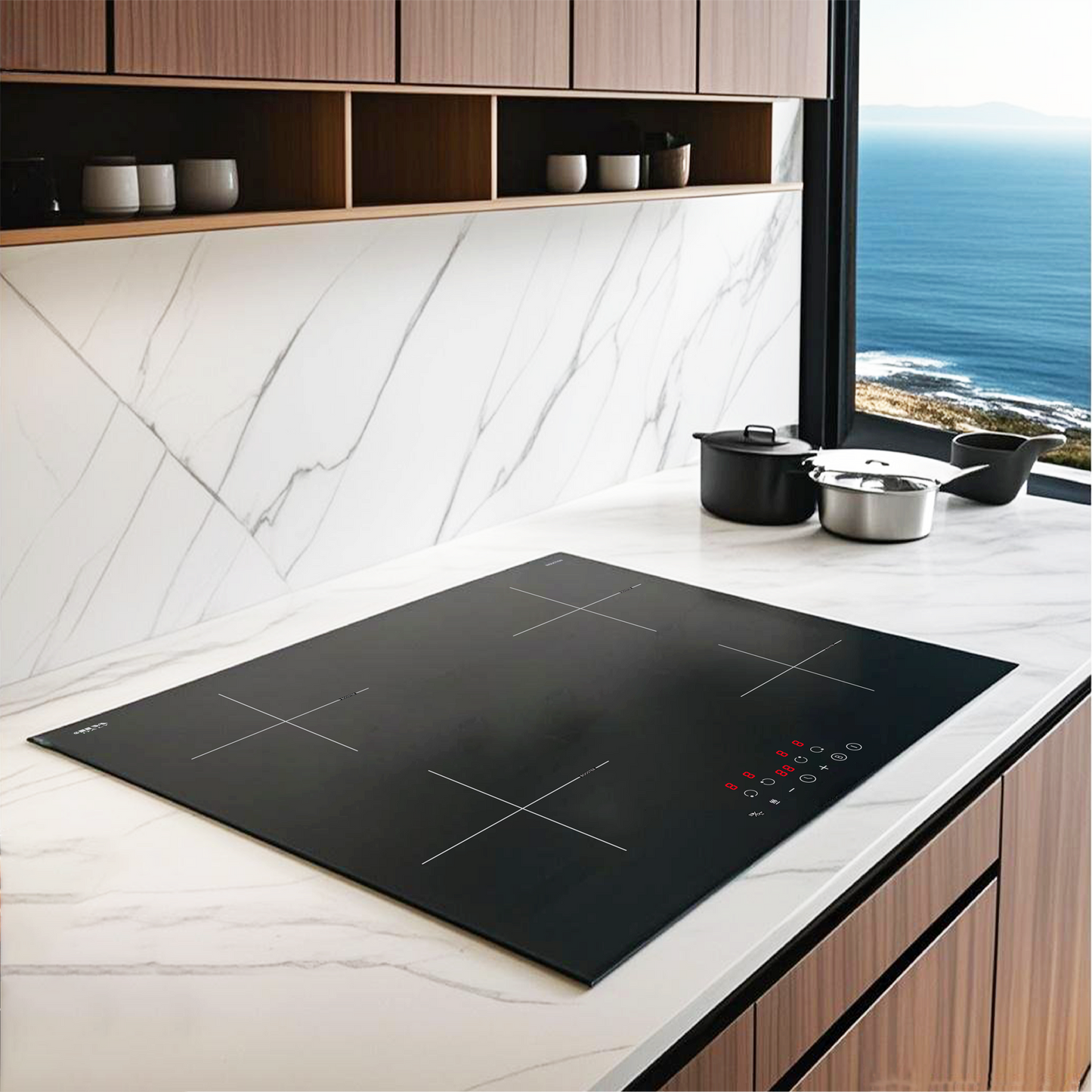 STARCHARTS Plug-in Induction hob with Italy ILVA Glass, 2.8kW, 4 Zones electric cooktops with Boost