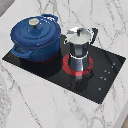 STARCHARTS Plug-in Ceramic Hob with Italy ILVA Glass, 2 ring electric hob with 13amp Plug, 2800W, Touch pannel, Safe Lock