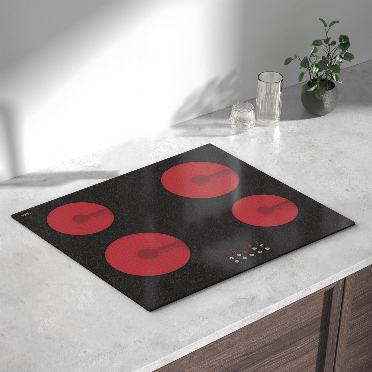 STARCHARTS Build-in Ceramic Hob with Italy ILVA Glass, 4 Zones Electric Hobs with Sensor Touch Control, Residual Heat Indicator, 6000W, BRC4001-S