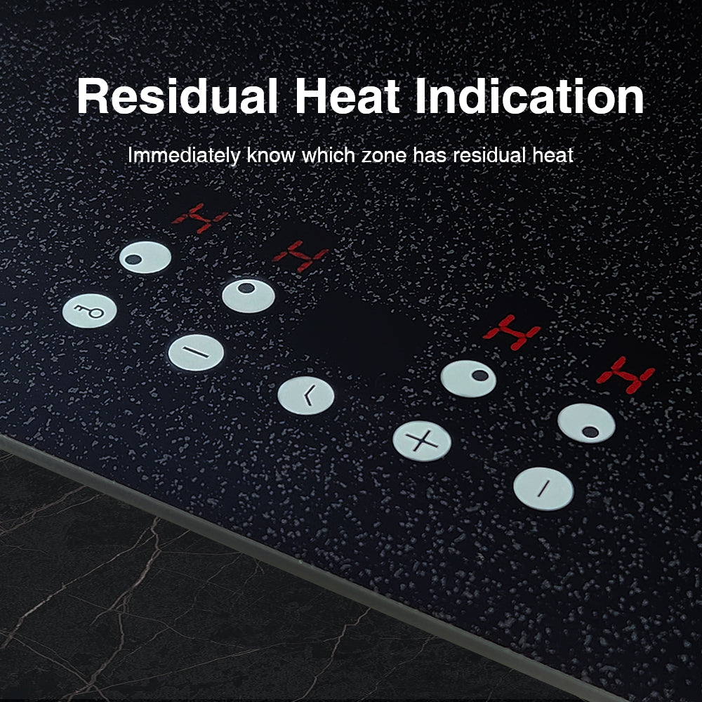 STARCHARTS Build-in Ceramic Hob with Italy ILVA Glass, 4 Zones Electric Hobs with Sensor Touch Control, Residual Heat Indicator, 6000W, BRC4001-S