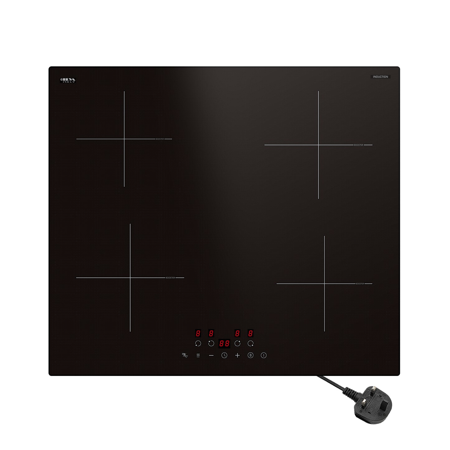 STARCHARTS Plug-in Induction hob with Italy ILVA Glass, 2.8kW, 4 Zones electric cooktops with Boost