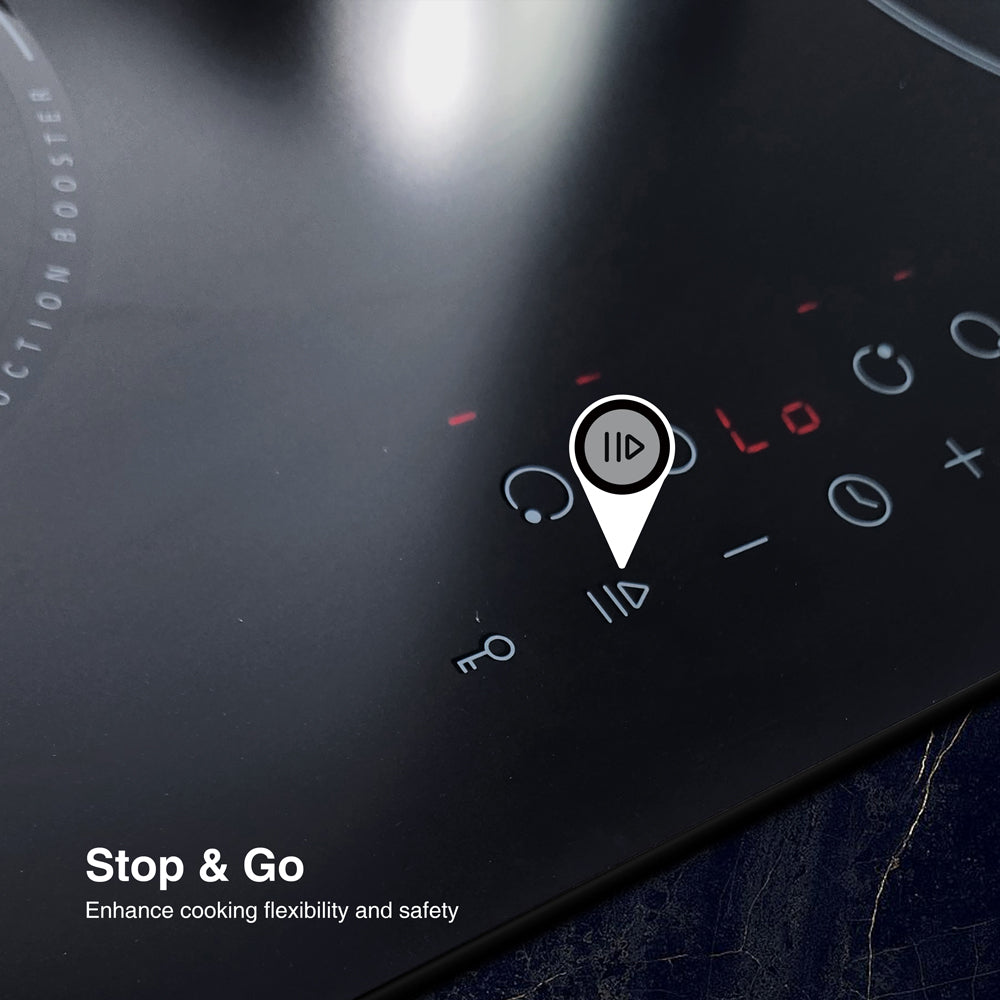 STARCHARTS Built-in Induction Hob with Italian ILVA Glass, BRI4001-M, 4 Cooking Zones electric hob, 7200W Total Power, Matte Black
