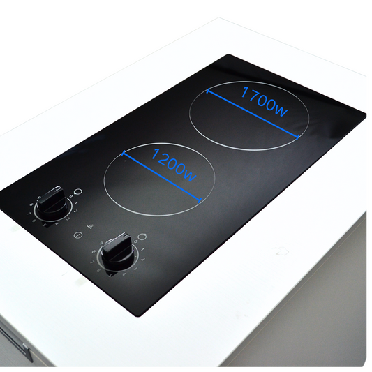 STARCHARTS Ceramic Hob, Build-in Electric Hob, Electric cooktops (2 zones Black Glass with Knob)