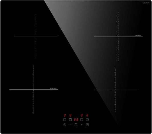 4 Zones Electric Induction Hob with Powerful Boost Function, STARCHARTS Built-in Electric Hob 4 burners,59cm cooktops with 9 Power Levels, 99 Minutes Timer, Child Lock, Safety Residual Heat Indicator