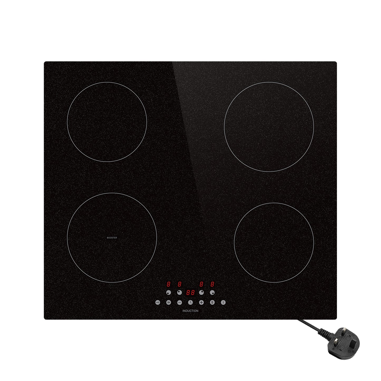 STARCHARTS Plug-in Induction hob with Italy ILVA Glass, 2.8kW, 4 Zones electric cooktops with Boost